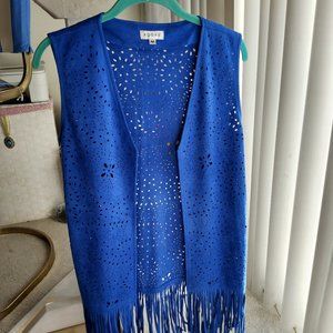 ADORE PERFORATED FAUX SUEDE VEST WITH FRINGE  NEWMM$